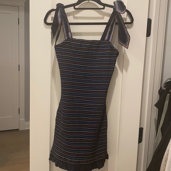 Navy striped dress with ties - Picture 1 of 3